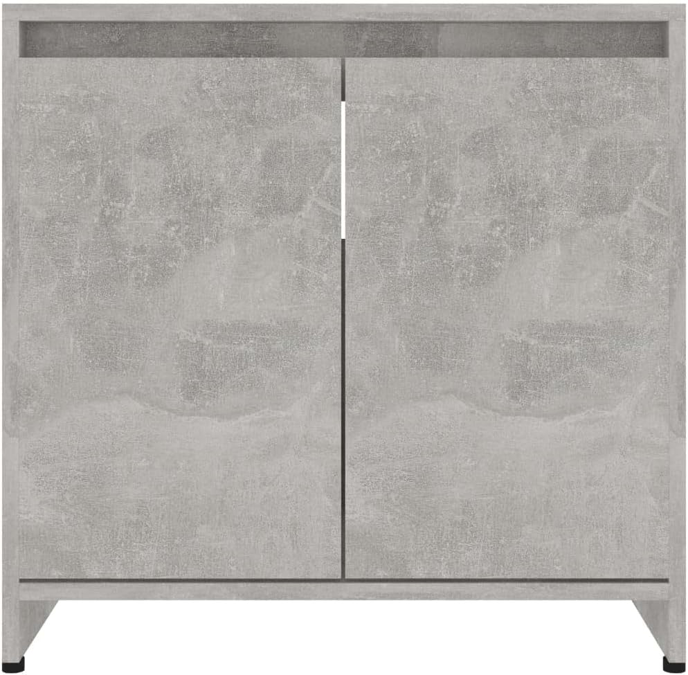 Grey Rustic Bathroom Sink Cabinet – 2 Door Under Sink Storage Unit 60x61cm
