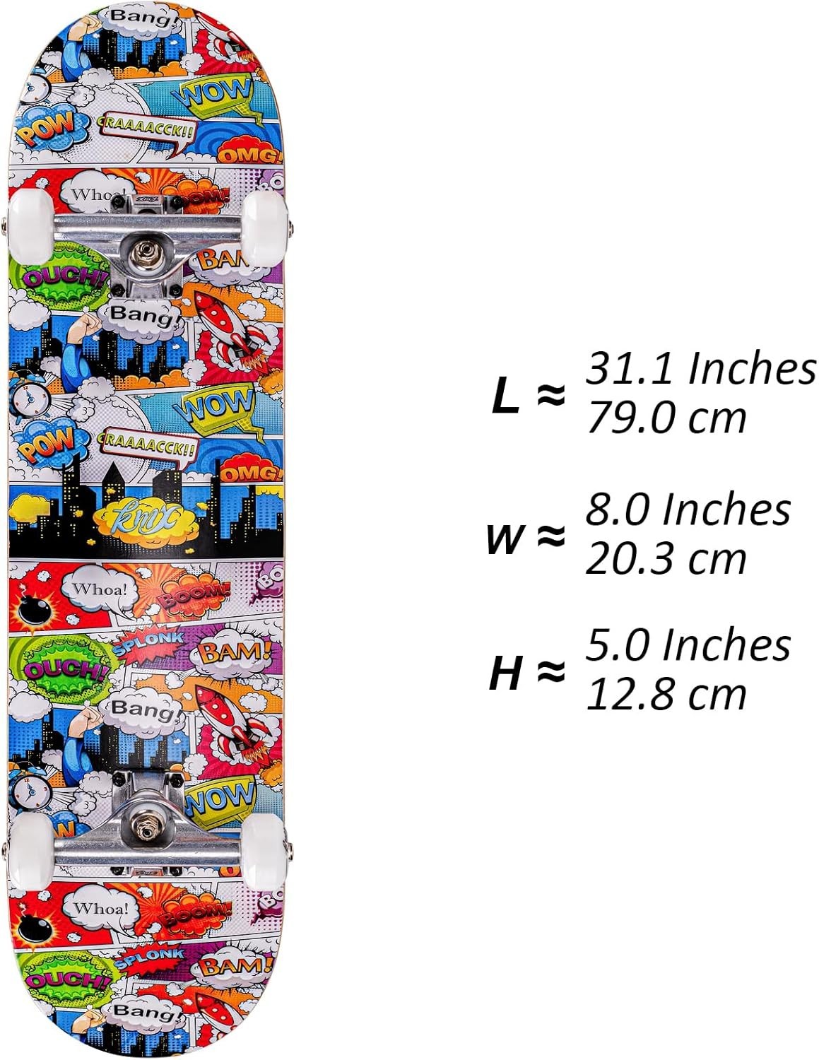 31in Complete Skateboard Canadian Maple ABEC-9 Bearings 52mm Wheels