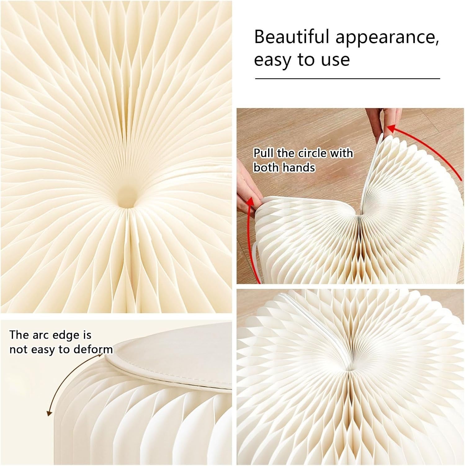White Folding Paper Stool – Portable Round Seat, Strong Honeycomb Design