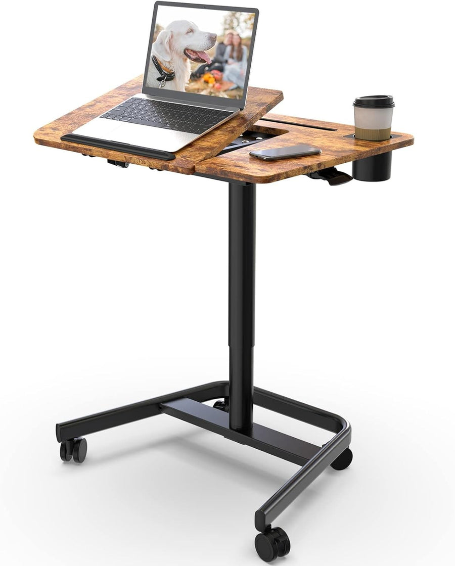 Rolling Standing Laptop Desk Height Adjustable with Wheels Sofa Workstation