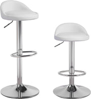 Adjustable Swivel Bar Stools Set of 2 Faux Leather Counter Chairs White