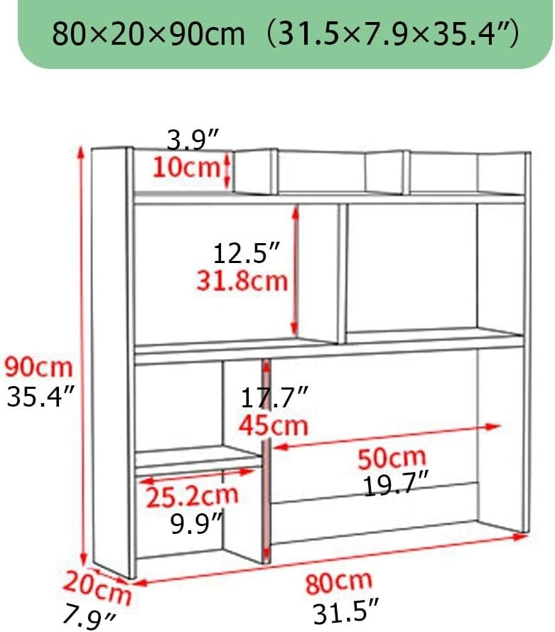 Wood Desk Hutch Bookshelf Organizer | 9-Grid Desktop Storage Shelf 80cm Brown