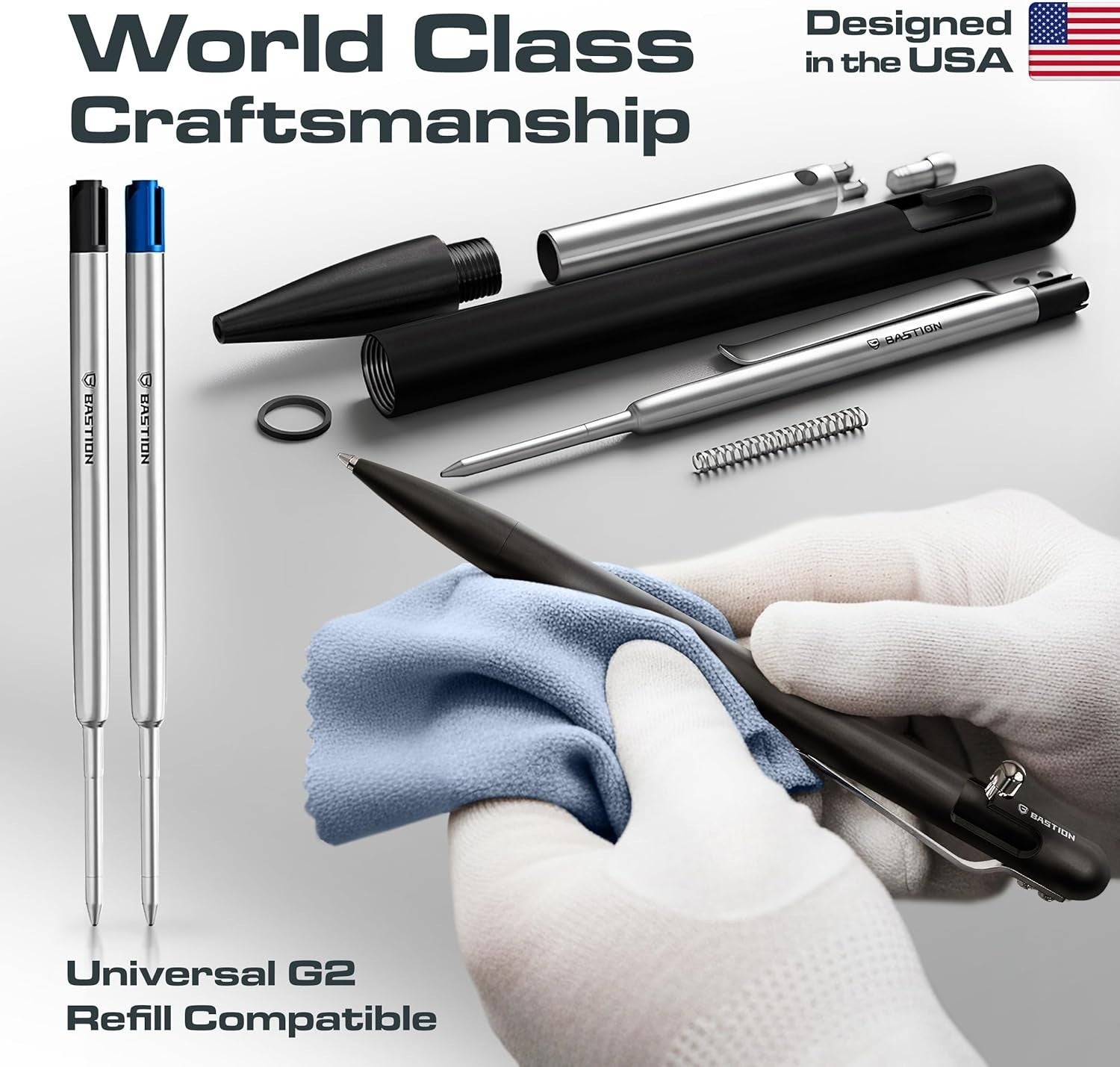 Luxury Slim Black Ballpoint Pen – Bolt Action, Aluminium, Gift Ready