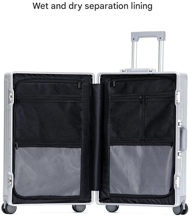 Silver Aluminum Cabin Suitcase 20 Inch Hard Shell Carry On TSA Spinner
