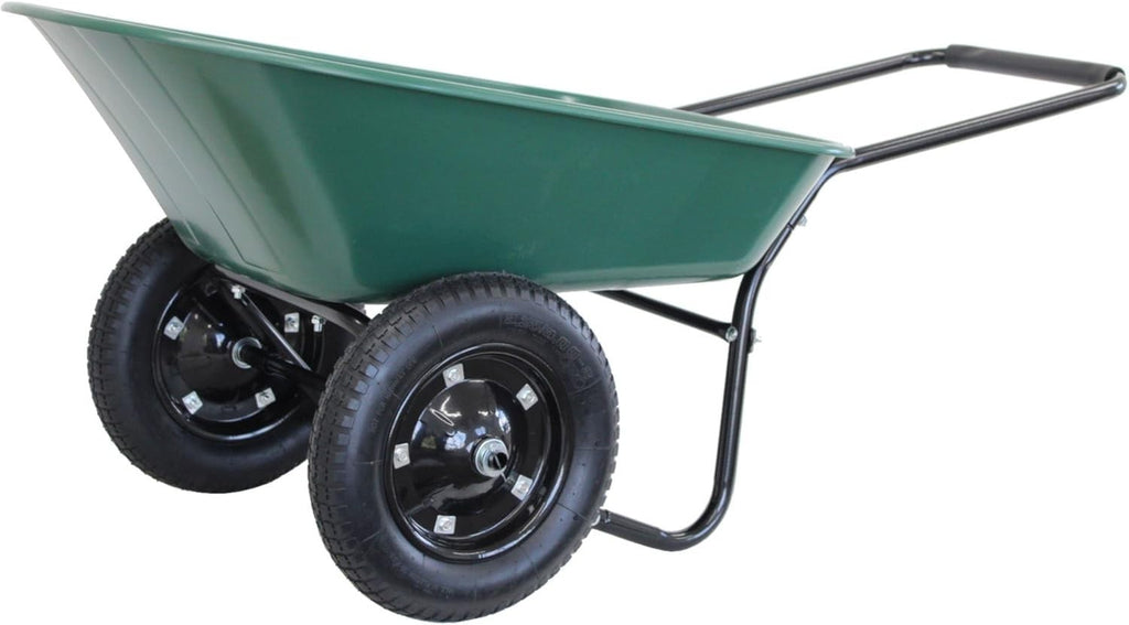 70L 2-Wheel Wheelbarrow Green – Pneumatic Tyres Heavy Duty w/ Steel Frame 150kg