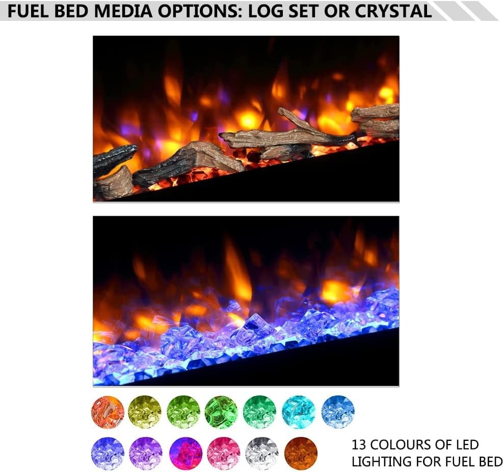 Wall Mounted Electric Fireplace 60" Cement Grey | 3 Flame Colors & 13 Moods