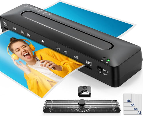 A3 Laminator Machine Hot Cold Fast Warm Up Anti Jam 5-in-1 + Trimmer