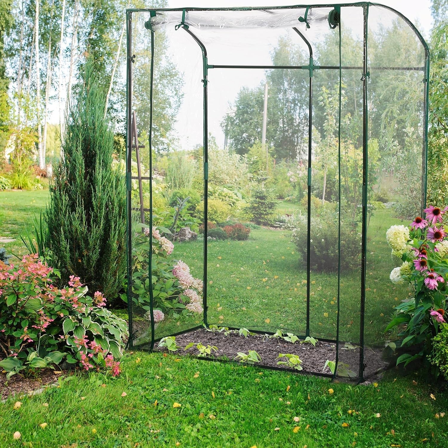 PVC Tomato Greenhouse 170x130x75cm | Walk-In Mini Grow Tent with Zip Door