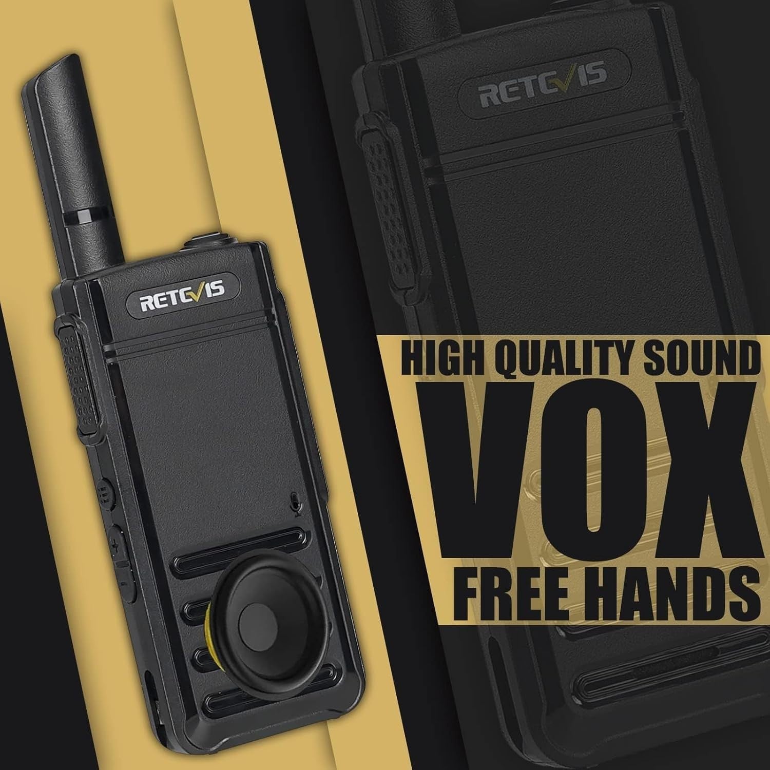Ultra Thin Walkie Talkies 2 Way Radio VOX USB-C Rechargeable Pair