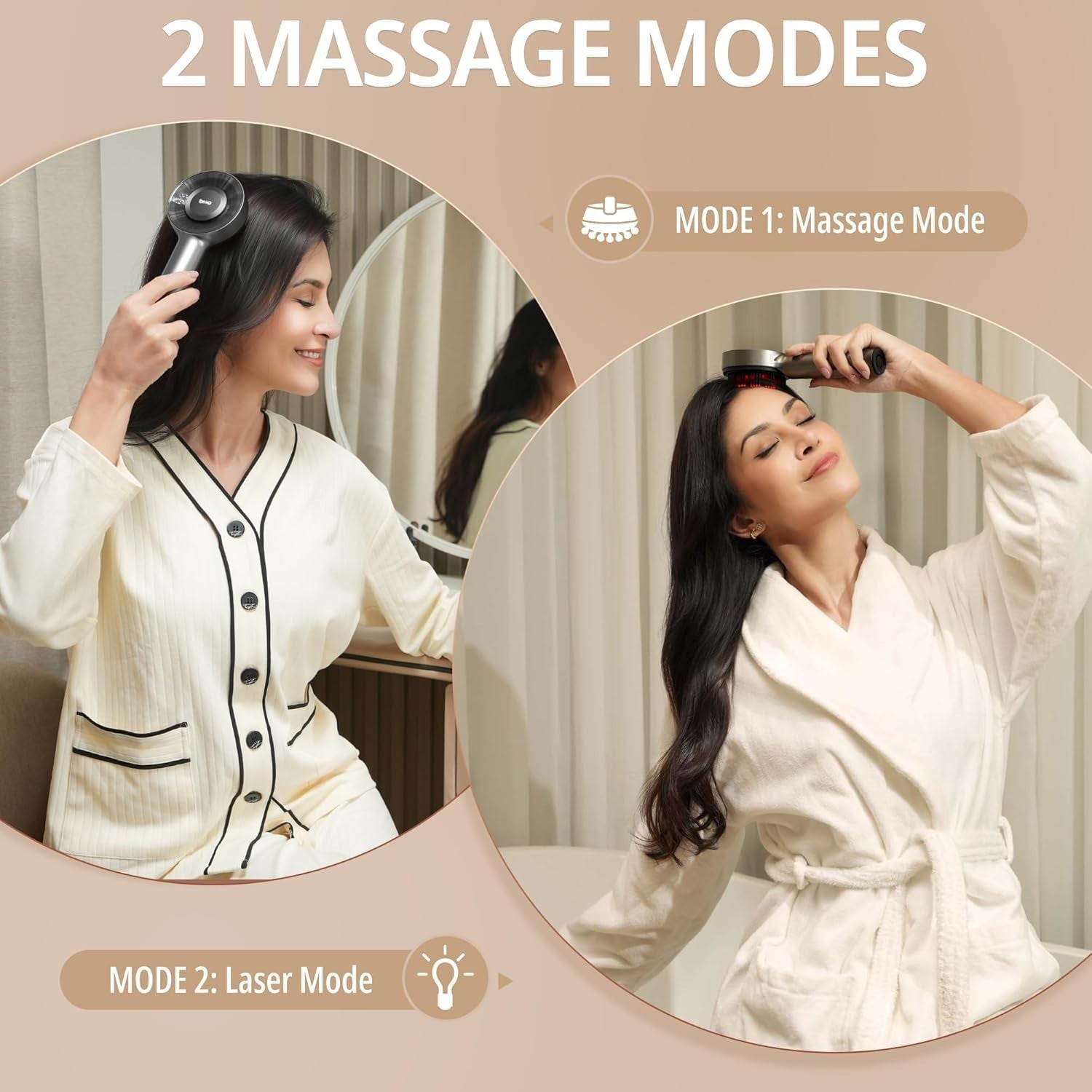 Cordless Laser Hair Regrowth Device with Red Light Therapy & Scalp Massage