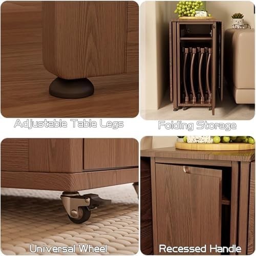 Oak Folding Butterfly Dining Table Set with Hidden Chair Storage – Wood