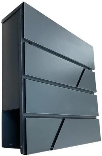 Lockable Waterproof Wall Mounted Postbox Grey Metal Mailbox 37x37x10cm