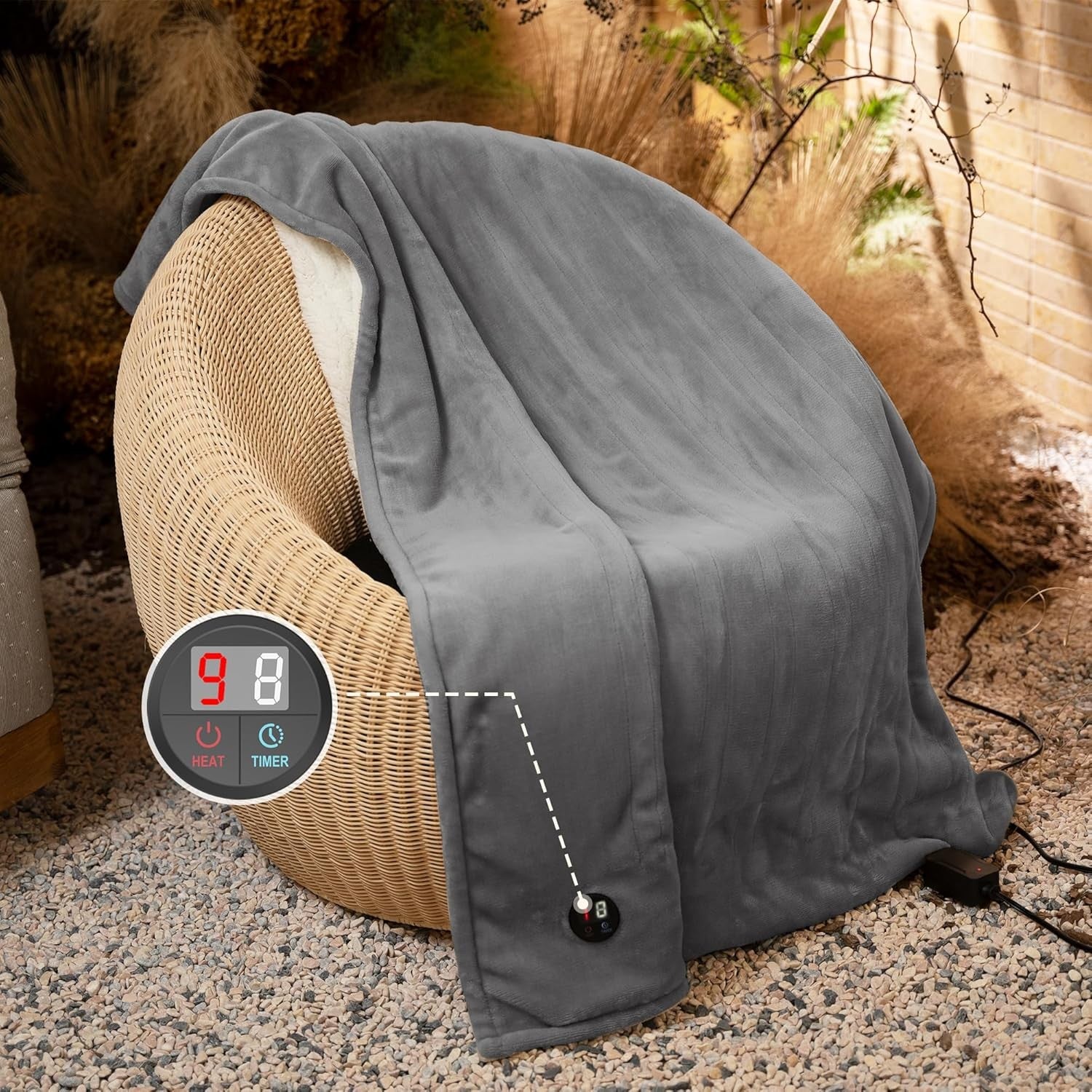 Electric Heated Throw Blanket 130x160cm 10 Heat Levels Auto Off Washable