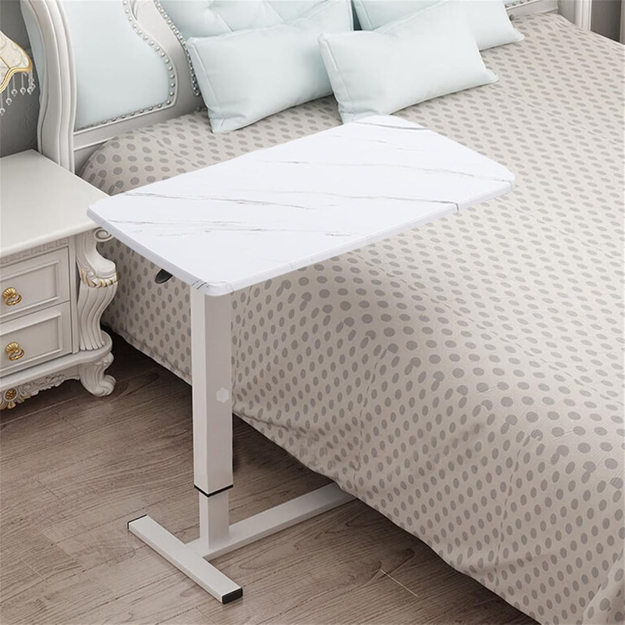 Overbed Table Adjustable Height Laptop Desk C Shaped Rolling Marble 80x40cm