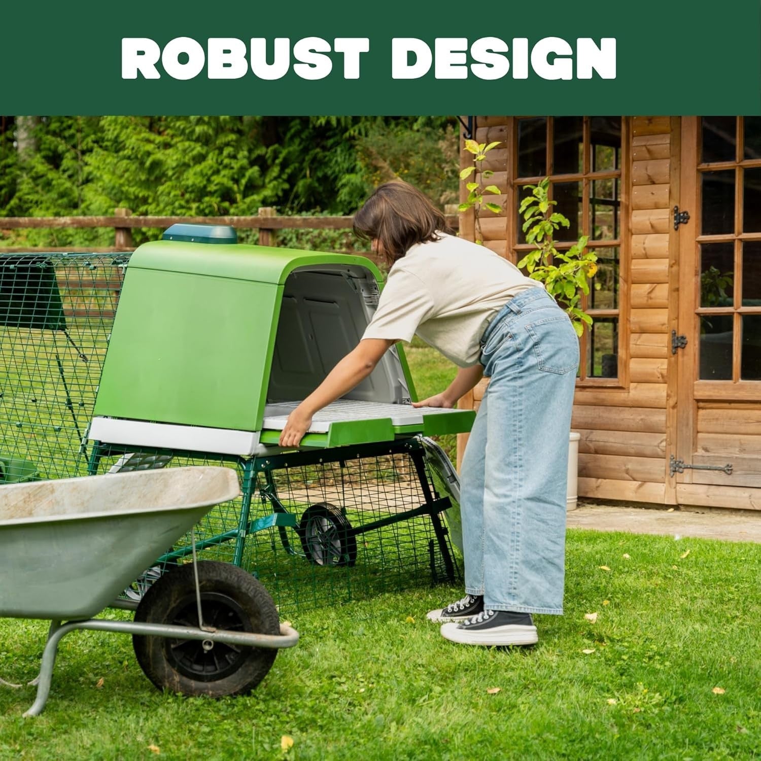 Raised Plastic Chicken Coop with Wheels Weatherproof 4 Hens