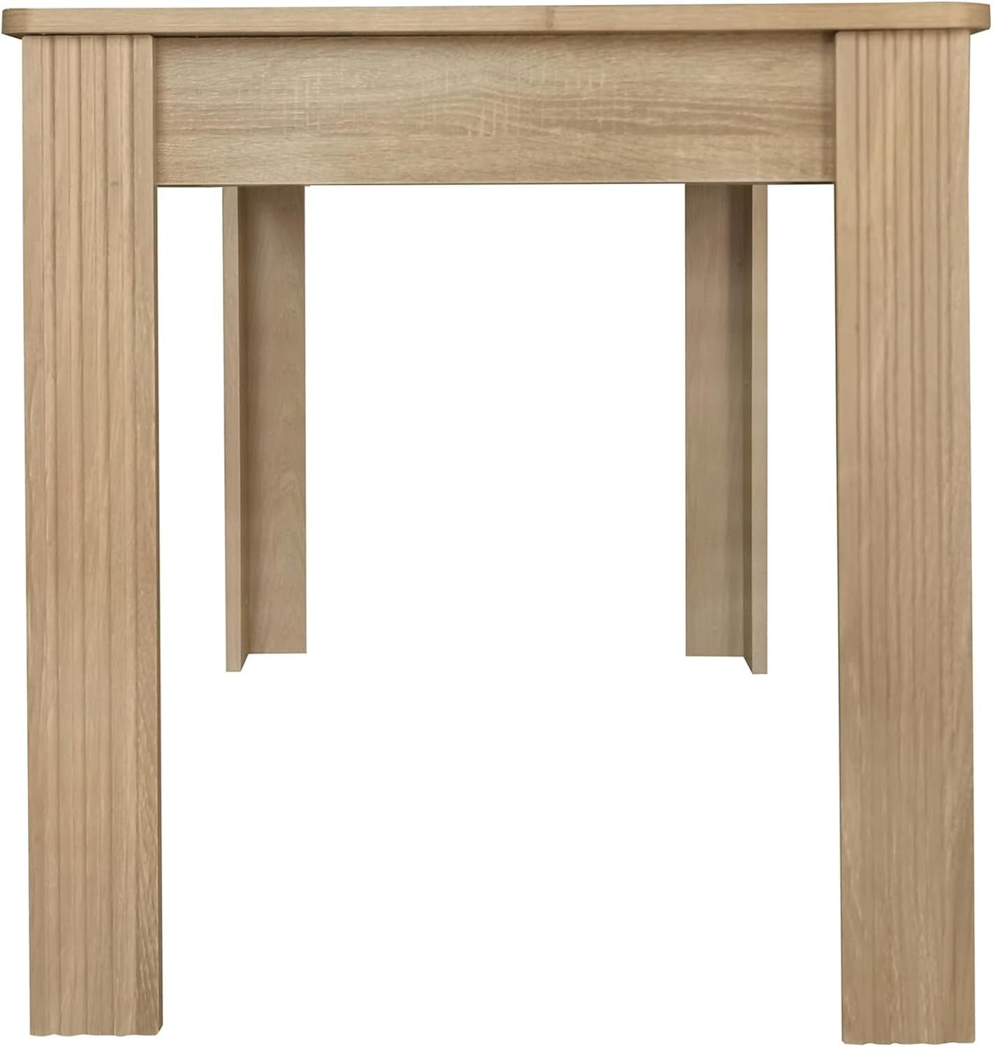 Oak Dining Table Modern Rectangular 4 Seater Sturdy Easy Assembly 116cm