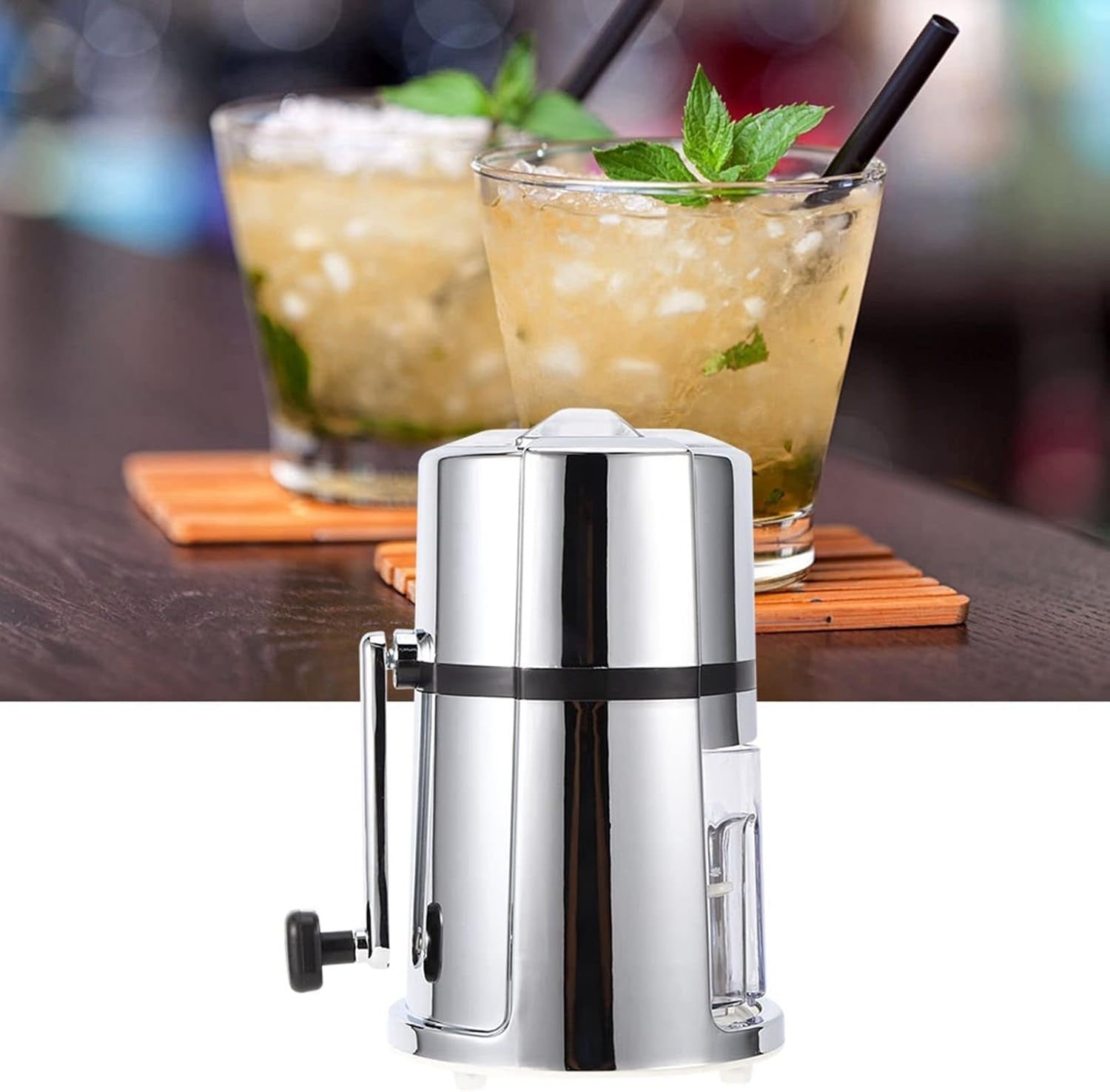 Manual Ice Crusher Shaved Ice Maker Stainless Steel Hand Crank Snow Cone