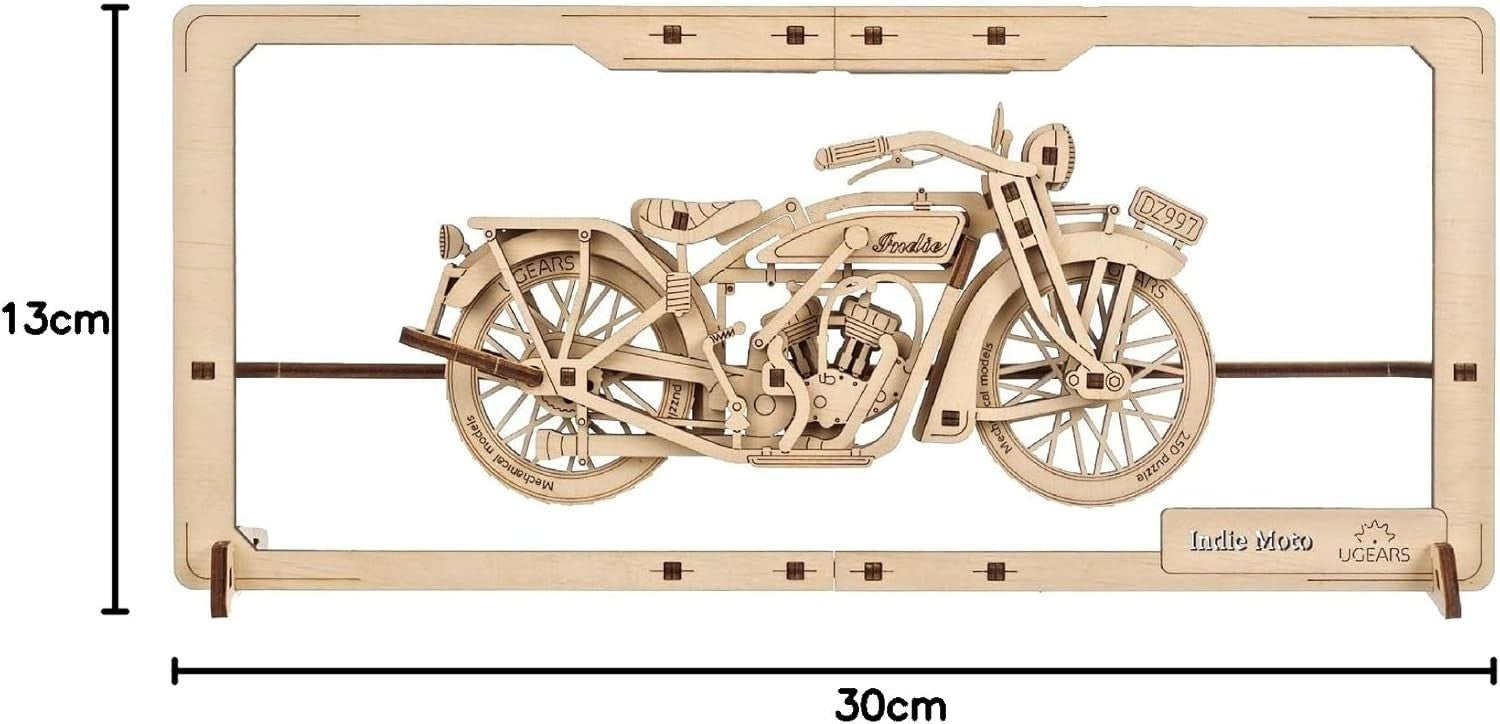 Vintage Wooden Motorcycle Wall Puzzle | DIY Framed Model for Adults
