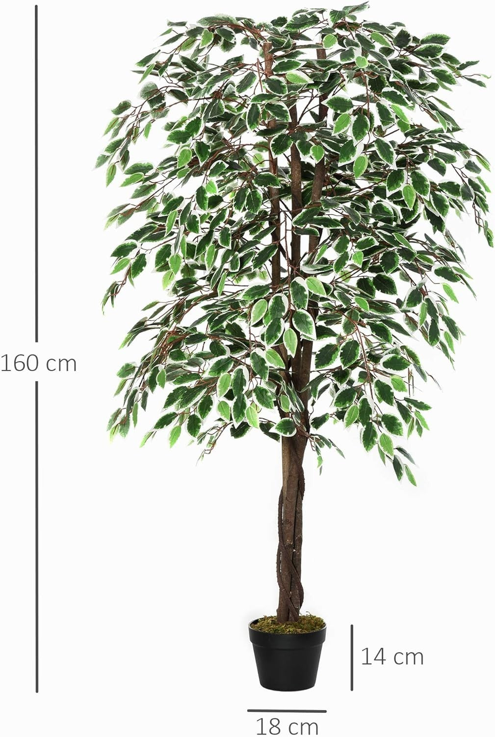 Artificial Ficus Tree 160cm Faux Green Silk Plant Potted Indoor Home Decor