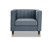 Grey Velvet Armchair Single Seater Sofa Gold Legs Plush Lounge Chair