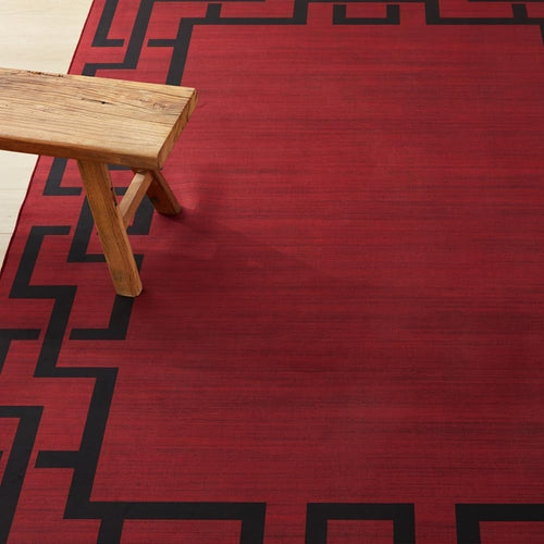 Large Red Greek Key Rug 160x230cm Soft Modern Non-Slip Area Carpet Living Room