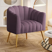 Oversized Pumpkin Velvet Accent Chair Purple Barrel Armchair Lounge Seat