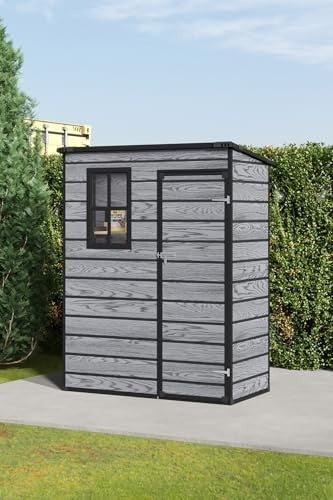 Plastic Garden Shed 4.6x2.6ft Outdoor Waterproof Storage with Floor & Window