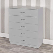5 Drawer Grey Chest Cabinet Bedroom Storage Unit Modern Matt Finish