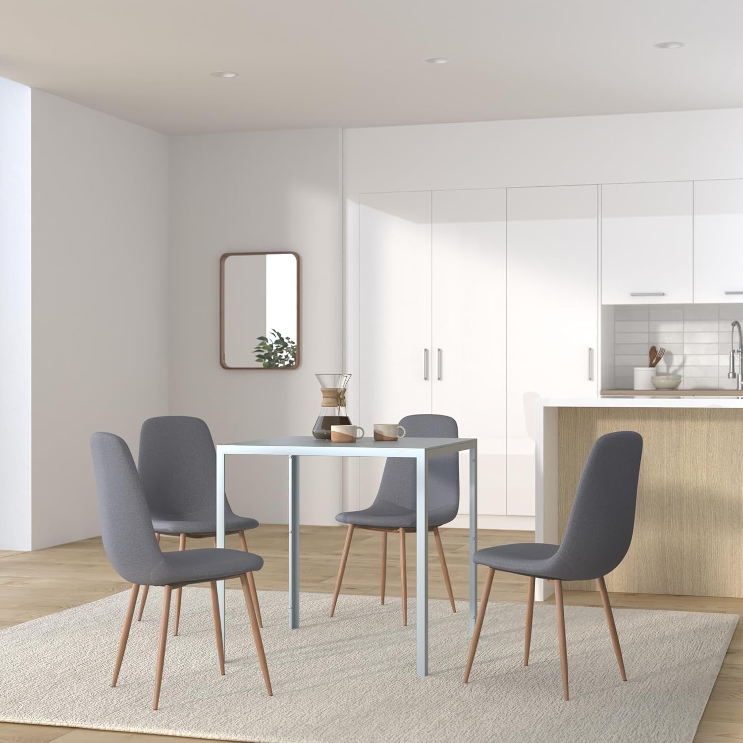 Small Modern Grey Glass Dining Table 75cm Square Tempered Metal Frame