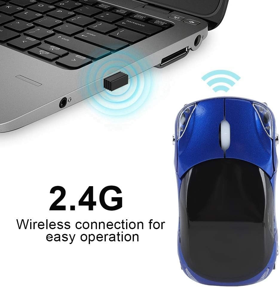 Blue Racing Car Wireless Mouse for Kids 1600 DPI USB 2.4G