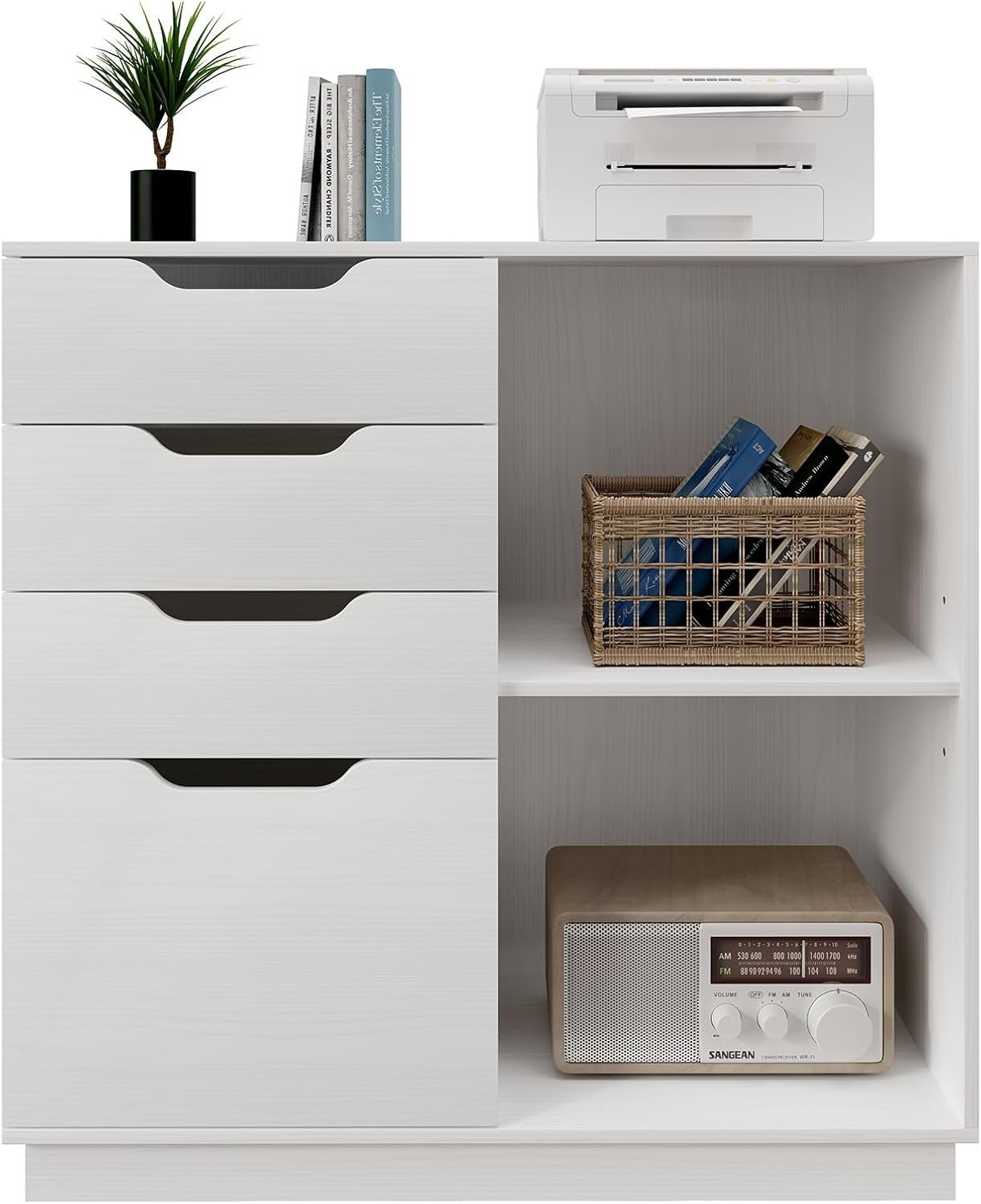 Large 4 Drawer Lateral File Cabinet A4 Letter Printer Stand Storage