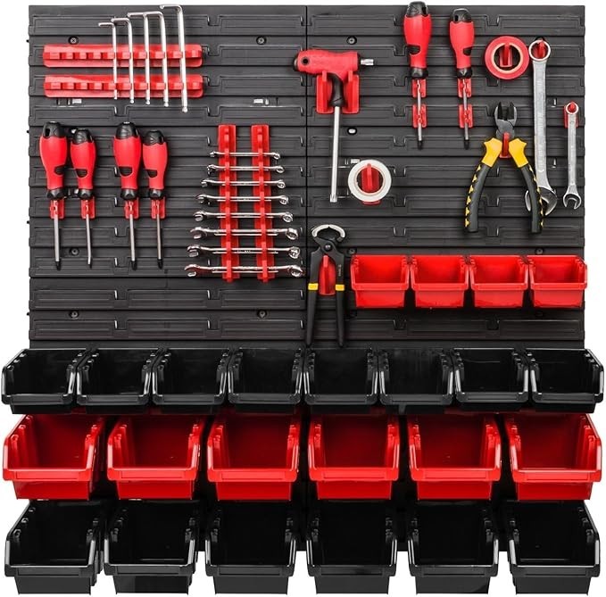 Garage Wall Pegboard Tool Organizer Storage Bin Workshop Rack