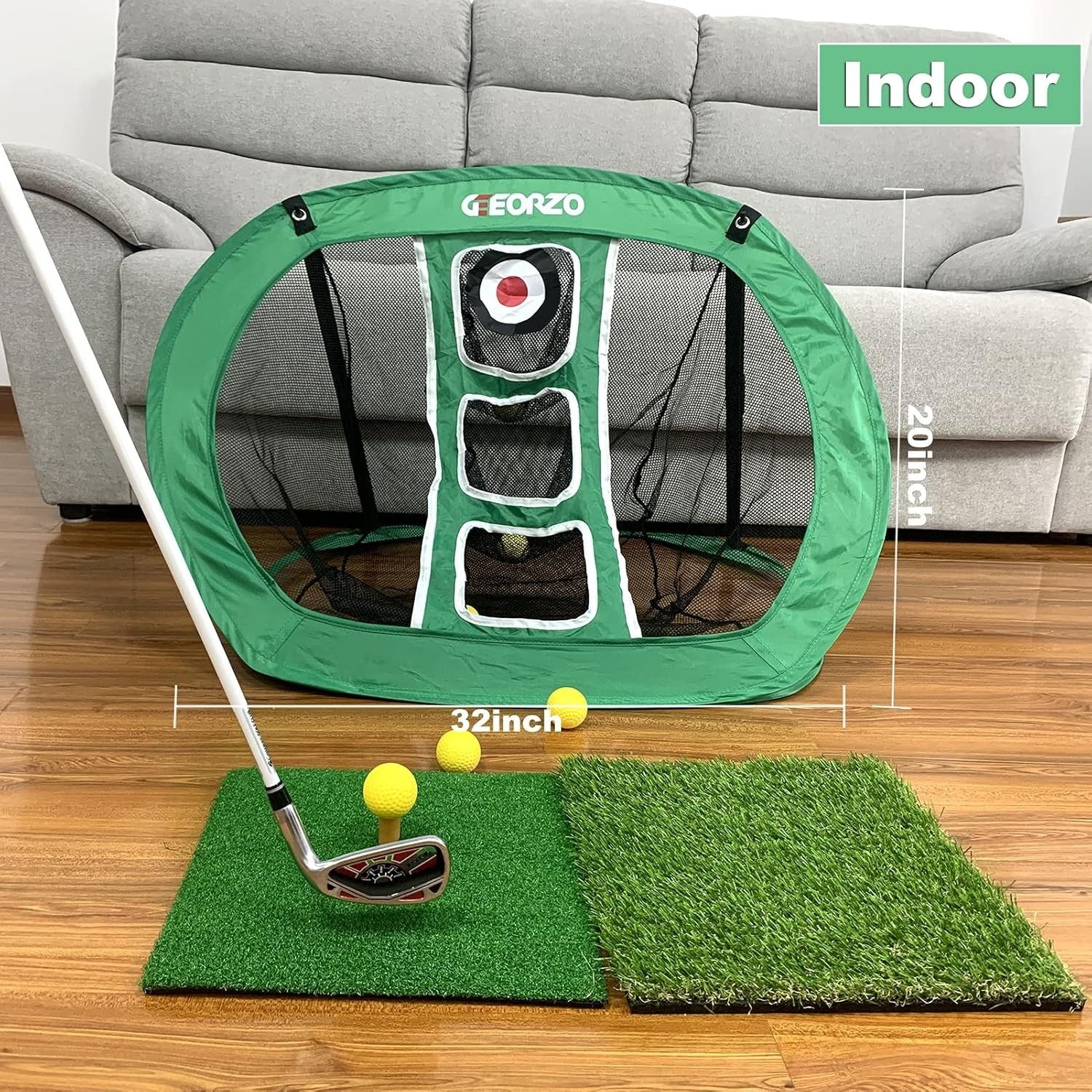 Golf Chipping Net with Hitting Mat Practice Set Indoor Outdoor Training