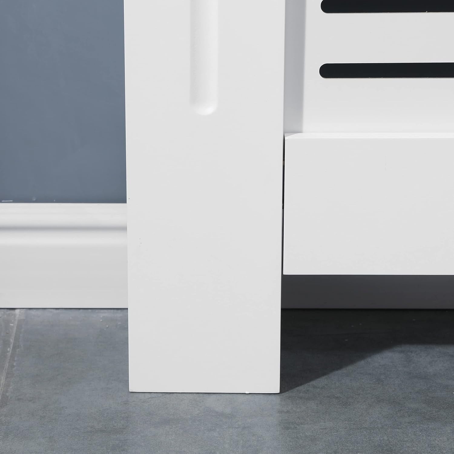 Extra Large White Radiator Cover MDF Wood Cabinet Modern Vertical Slat Oak Shelf