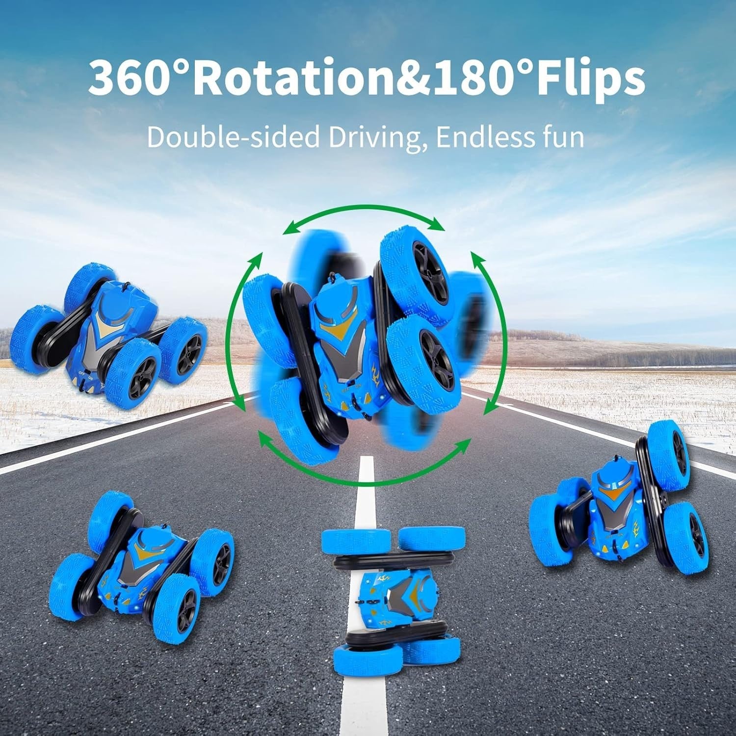 Galther 4WD RC Stunt Car – 360° Flip, LED Lights, 2.4GHz Off-Road Remote Control