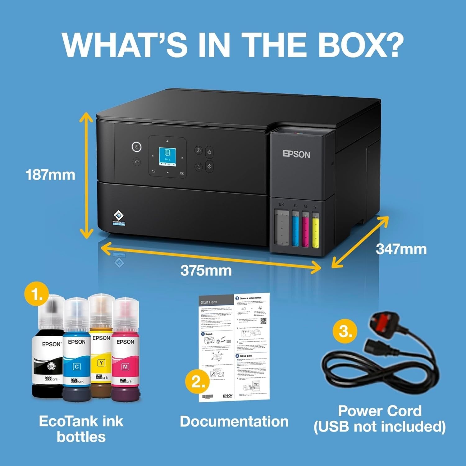 Black Wireless EcoTank ET-2950 Inkjet Printer A4 Duplex with 3yr Ink