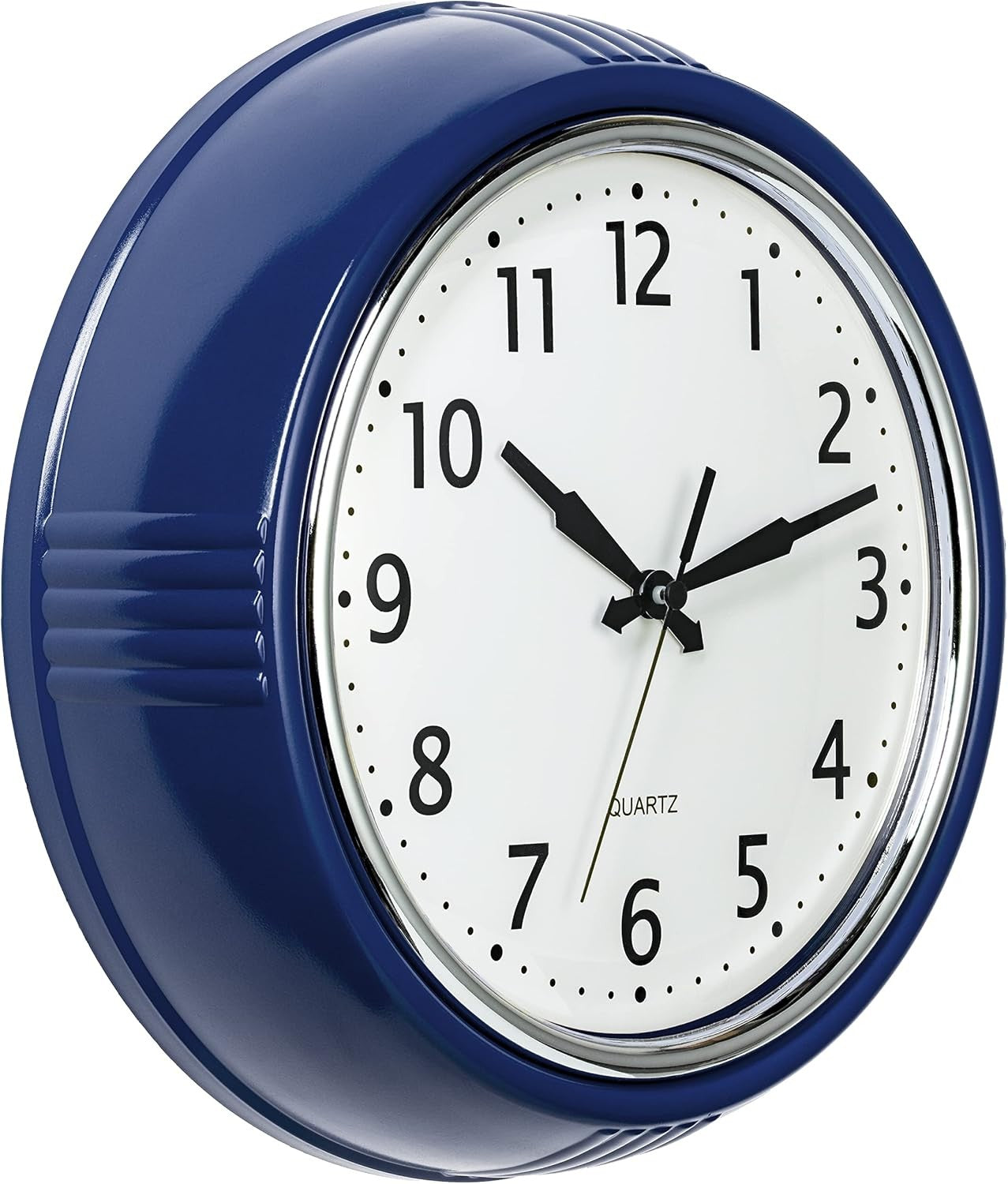 Retro 9.5" Navy Blue Wall Clock Vintage Silent Quartz Easy-Read Home Kitchen