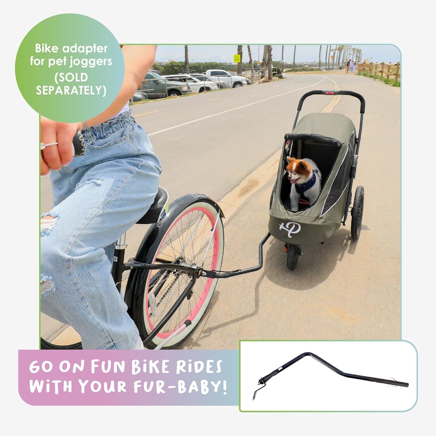 Dog Bike Trailer Jogger Stroller Large Foldable Air Tires Rain Cover