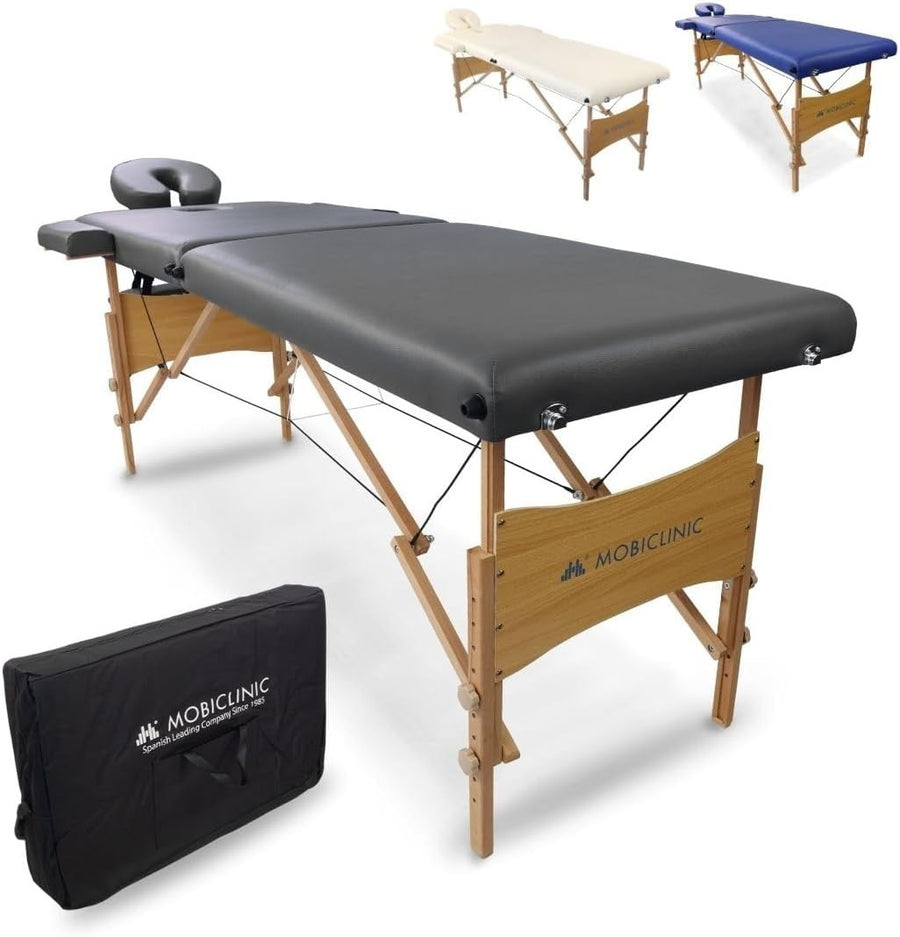 Portable Wooden Massage Table Foldable Adjustable Physiotherapy Bed Black