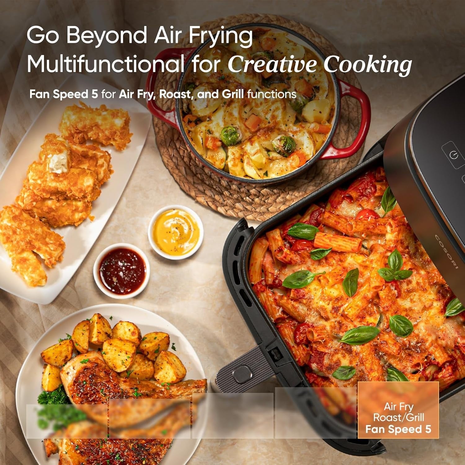 6L Digital Air Fryer 230°C Wide Temp 9 Functions Quiet Fast Energy Saving