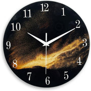 Black Gold 14" Glass Wall Clock Modern Silent Non-Ticking Home Decor