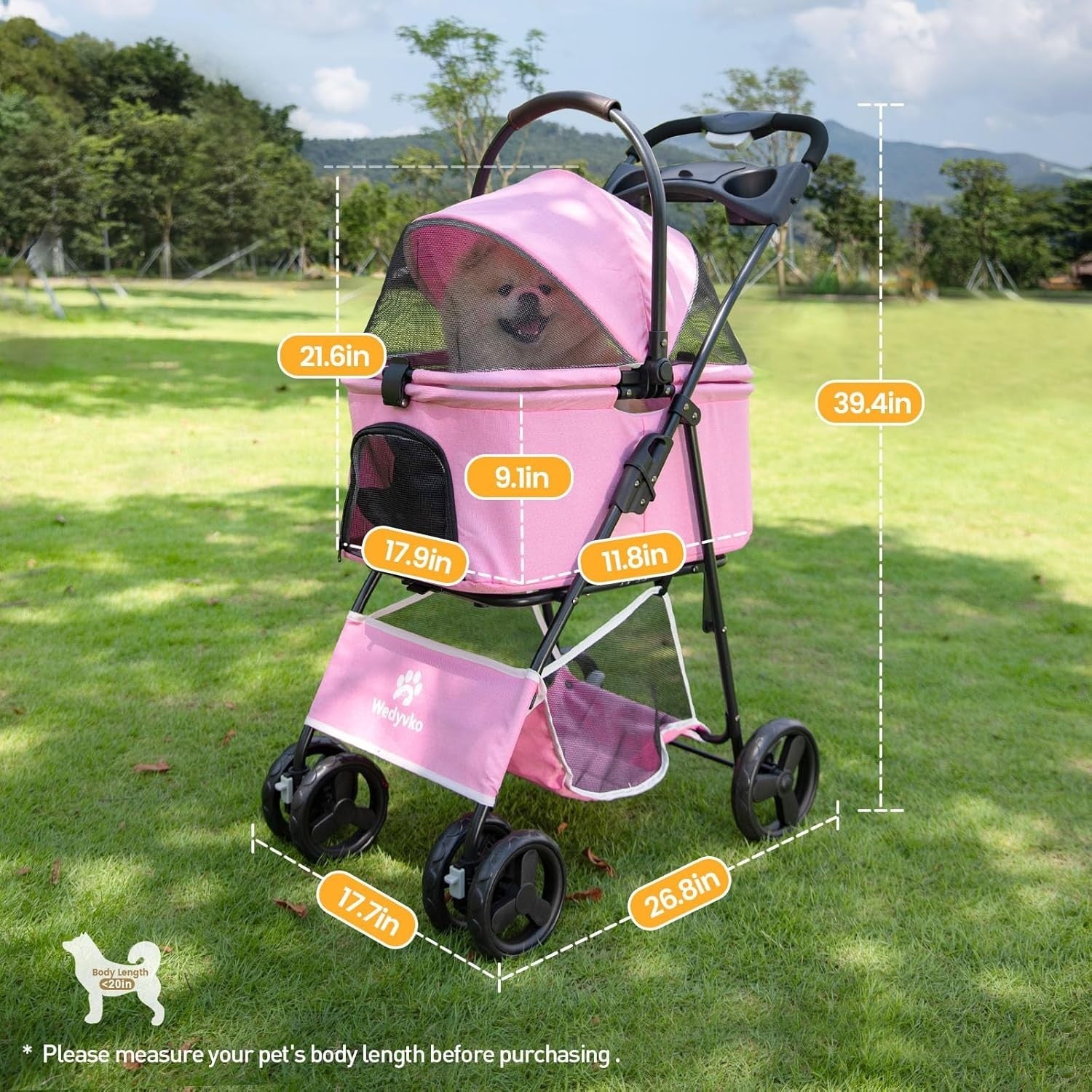 3in1 Pet Stroller Dog Pram Detachable Carrier Foldable 15kg