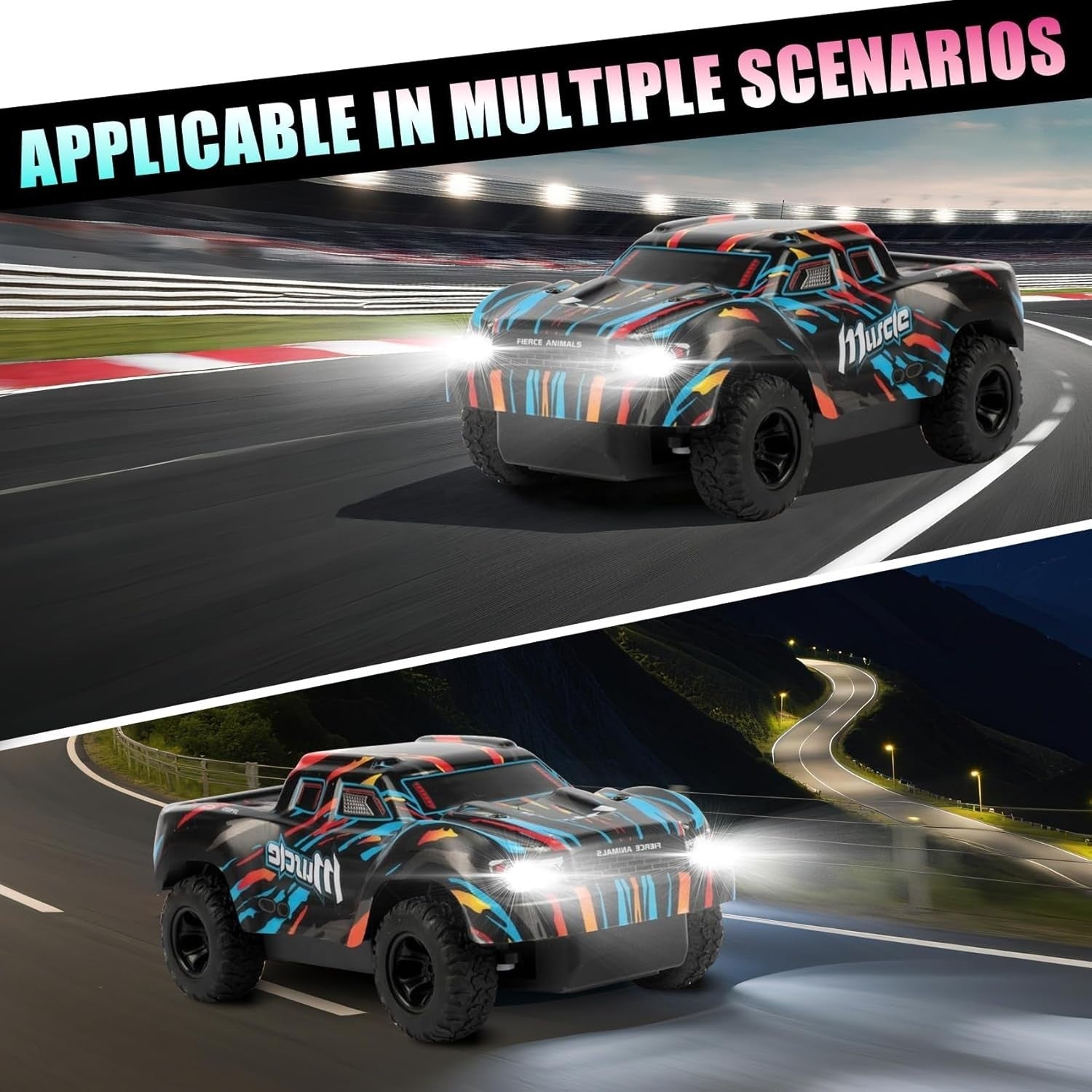 Mini 4WD RC Car 1:22 Scale – LED Lights, 2.4GHz Remote, 15KM/H Fast Racing Toy