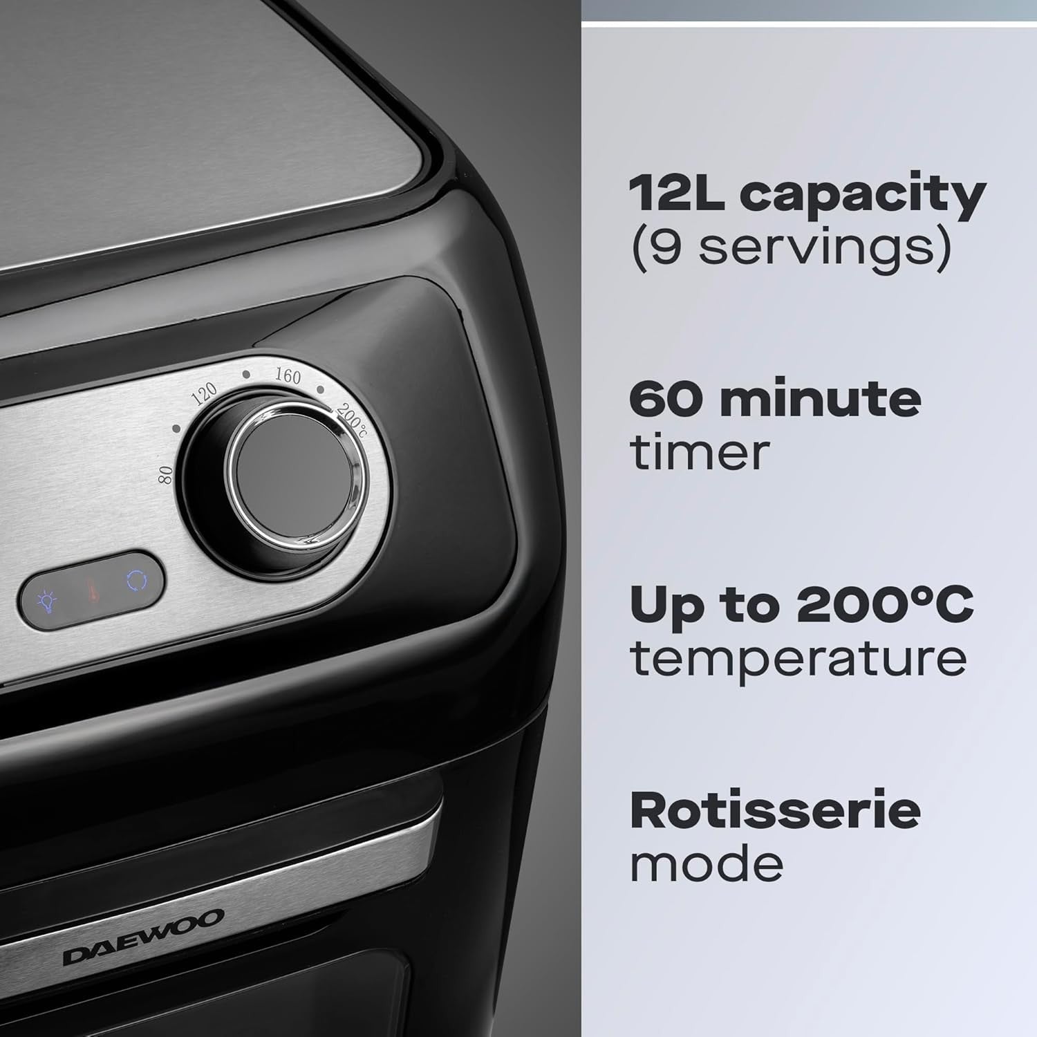 12L Air Fryer Oven with Rotisserie 3 Trays Healthy Family Cooker Bake RoastTimer