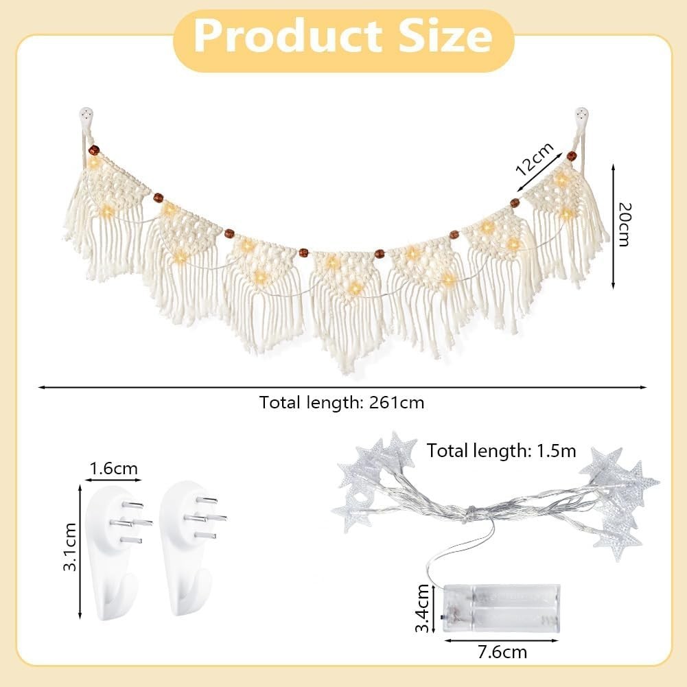 Macrame Wall Hanging Boho Cotton Tassel Bead Tapestry 0.4kg