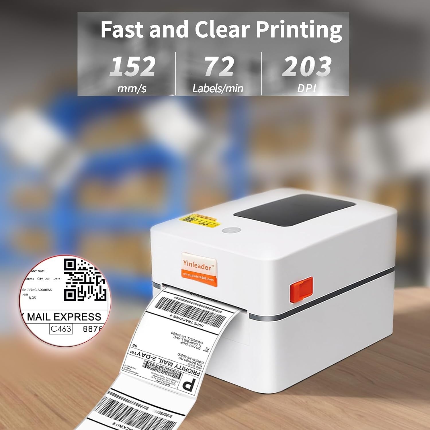 Bluetooth Thermal Shipping Label Printer 4x6 USB Postage