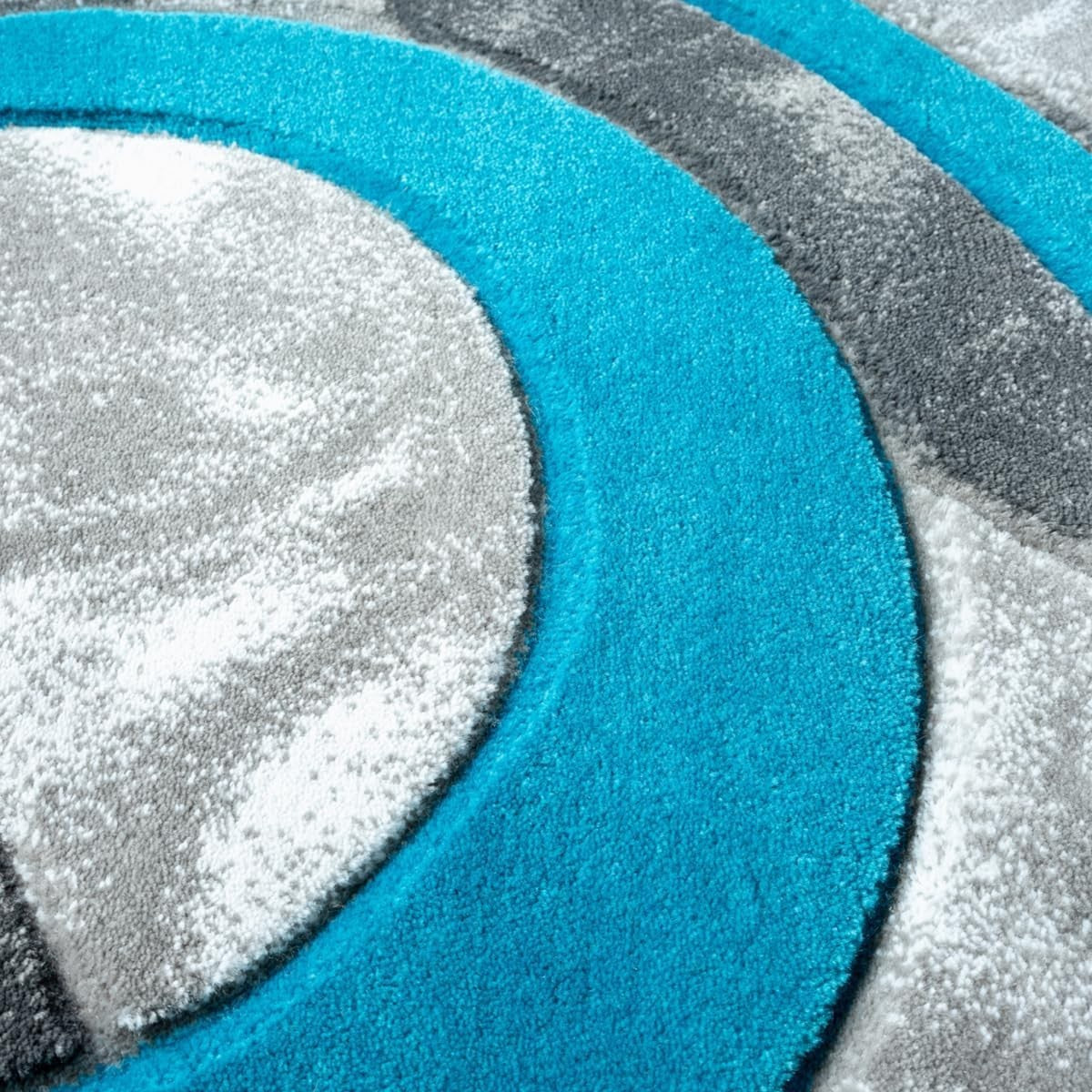 Teal Grey Circle Door Mat 50x80cm Soft Non Shed Indoor Kitchen Hallway Rug