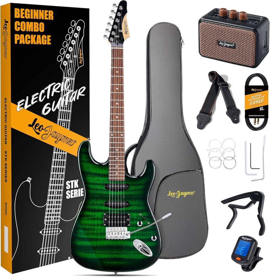 Full Size Electric Guitar Starter Kit 39" w Amp Tuner Bag
