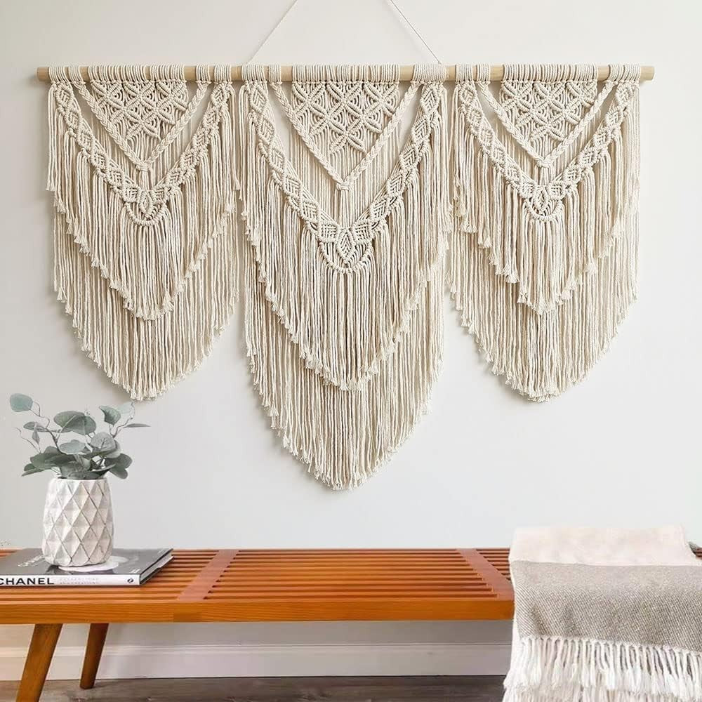 Large Boho Macrame Wall Hanging 110x82cm Bedroom Decor