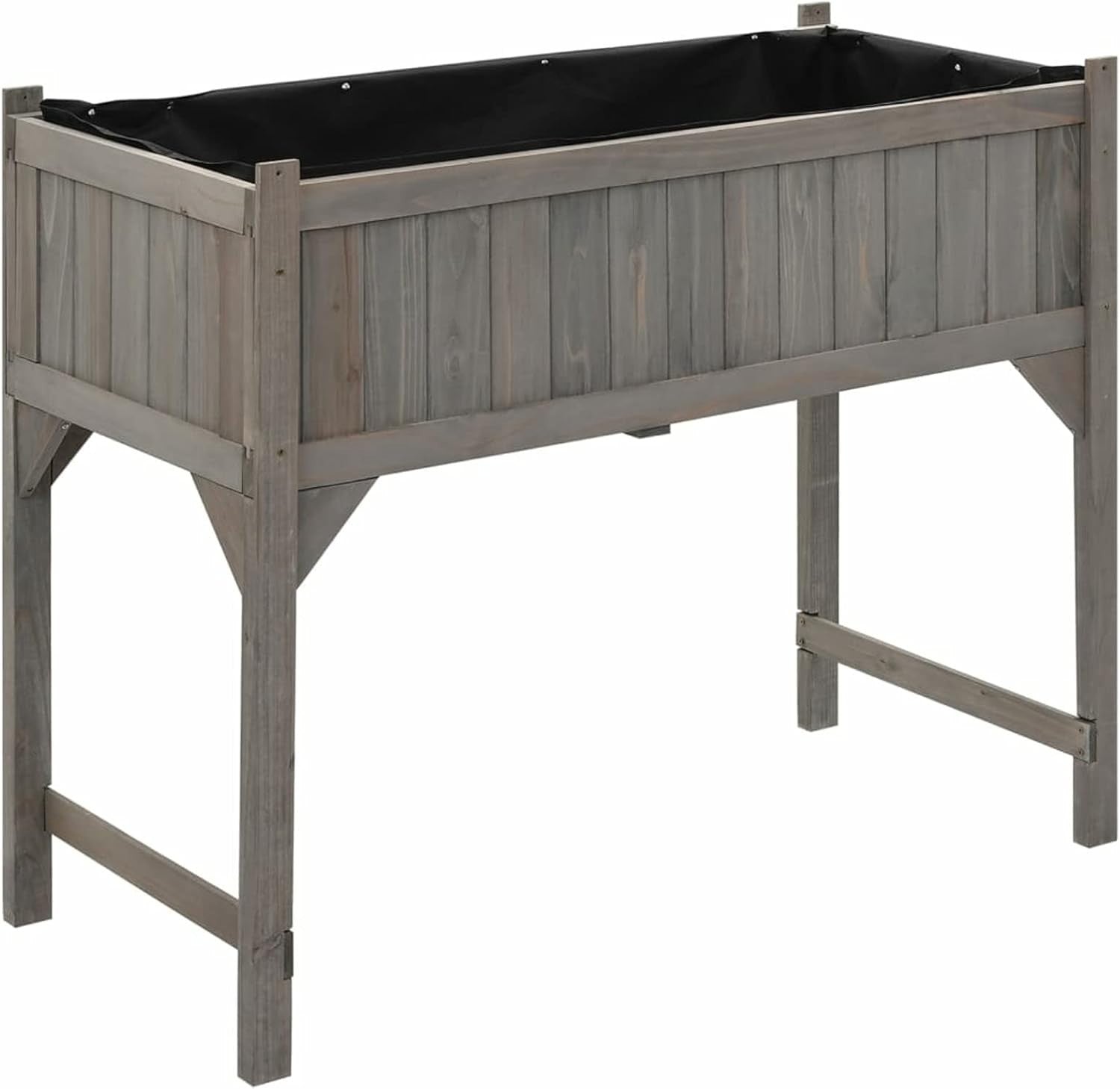 Raised Wooden Garden Bed with Greenhouse 110x54x120cm UV Cover for Plants